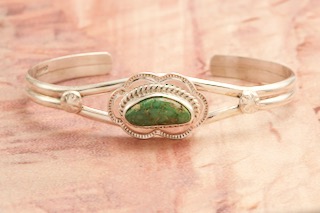 Genuine Sonoran Turquoise Sterling Silver Navajo Bracelet